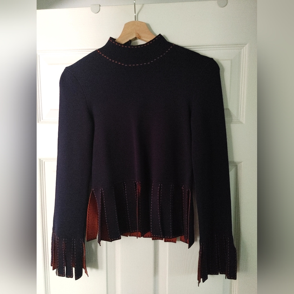 SOLD! STAUD Mika top / mock neck fringe of top - Picture 3 of 6
